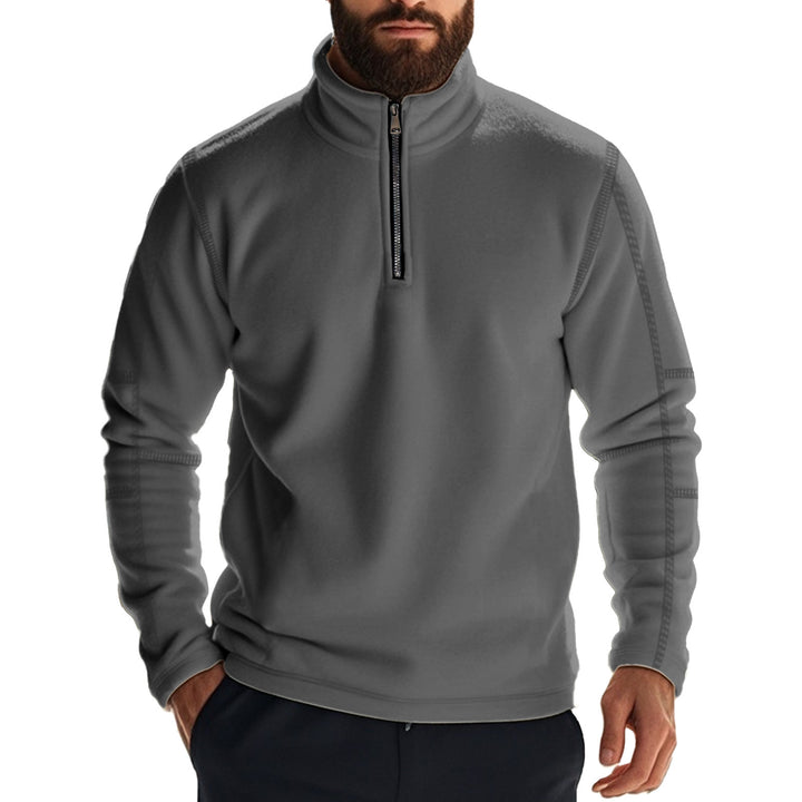 Men's fleece pullover with high collar and zipper Lisslune