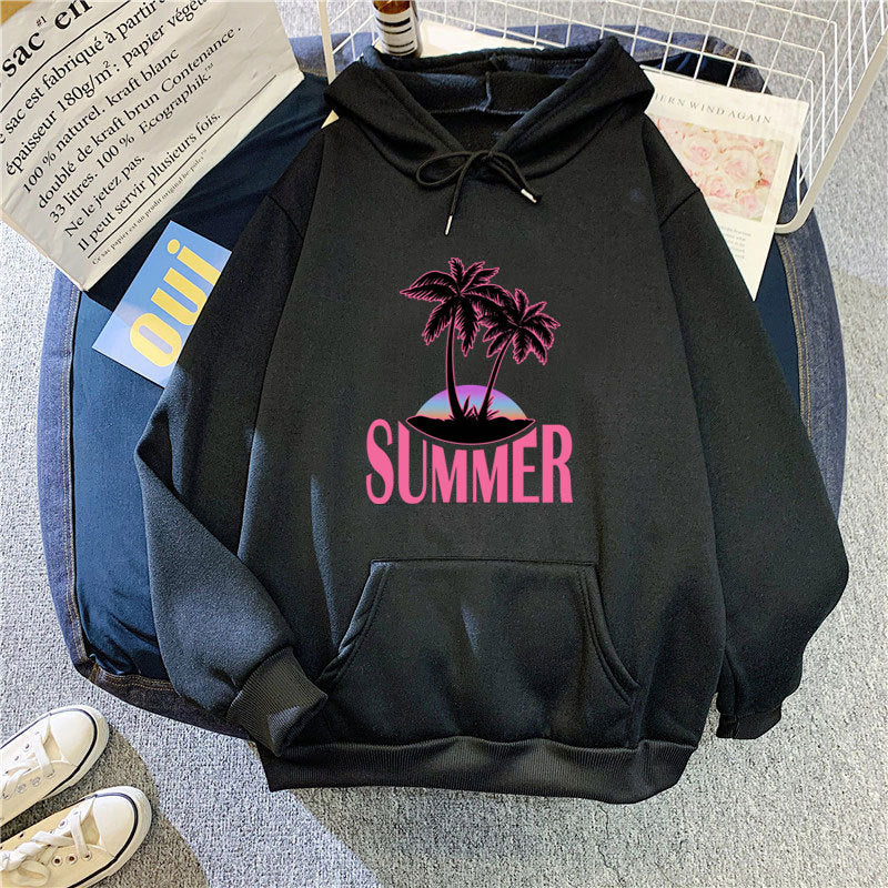 Women's hoodie with summer motif and tropical palm print Lisslune