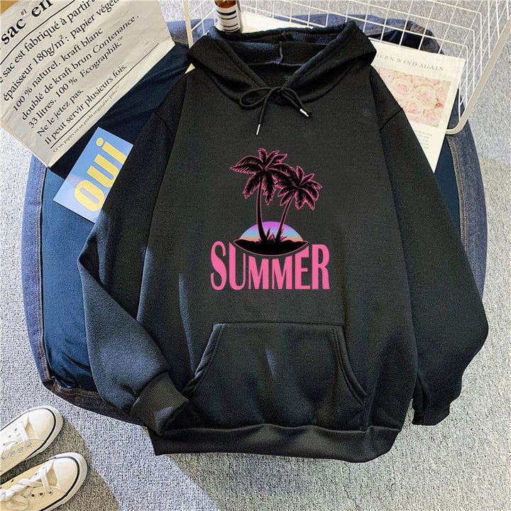 Women's hoodie with summer motif and tropical palm print Lisslune