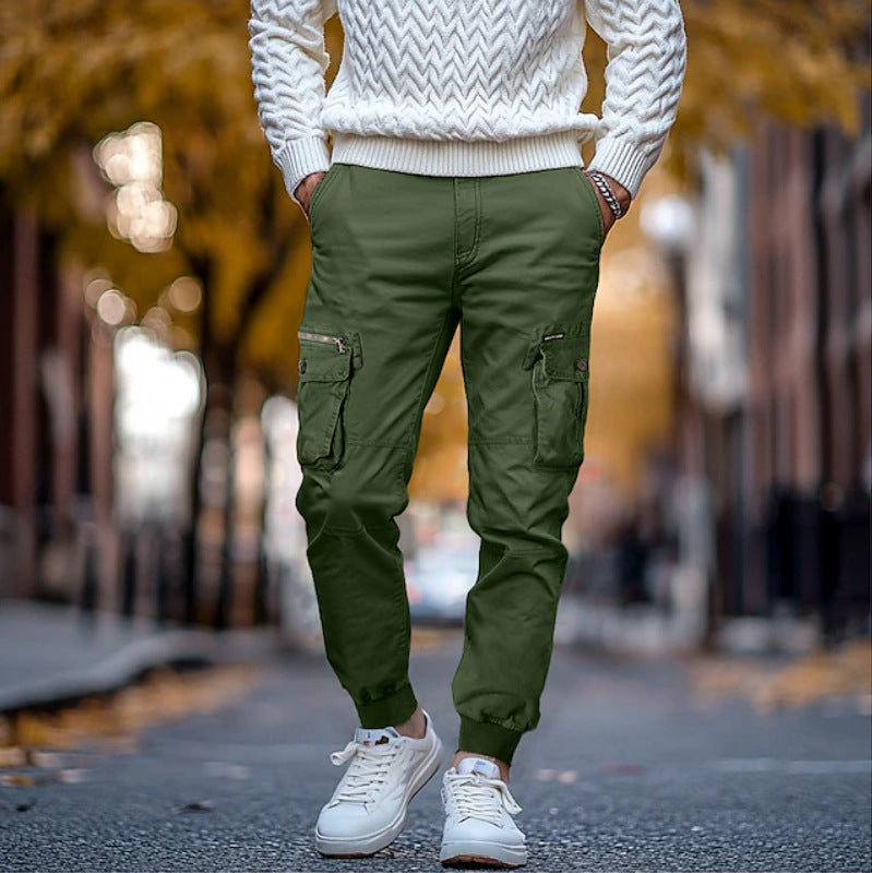 Men's cargo pants with multiple pockets and flexible fit Lisslune