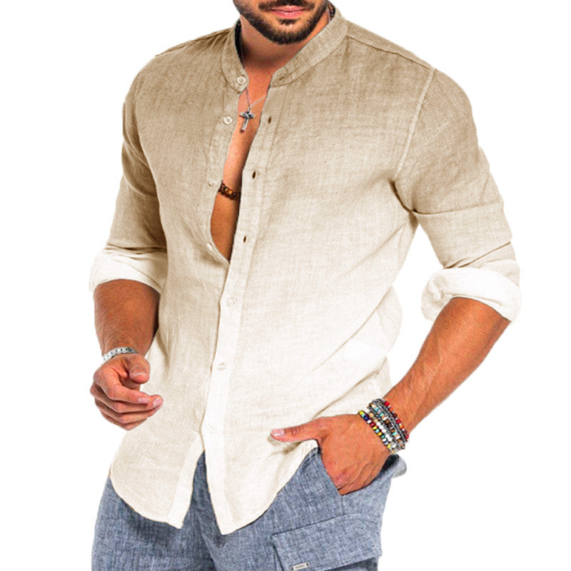 Men's linen shirt with modern gradient and practical button details Lisslune