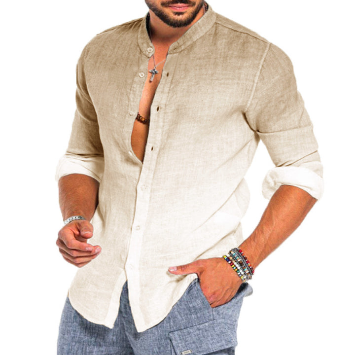 Men's linen shirt with modern gradient and practical button details Lisslune