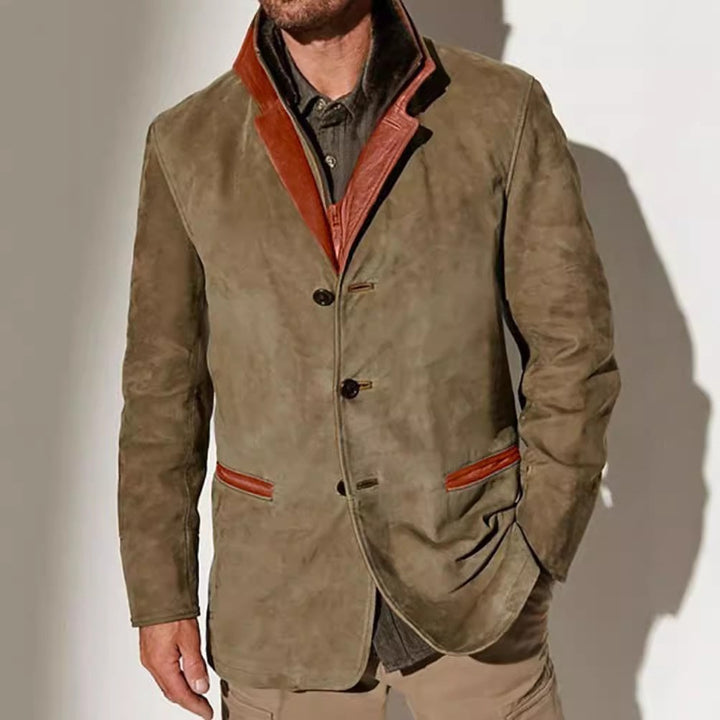 Men's elegant suede jacket with contrast details Lisslune