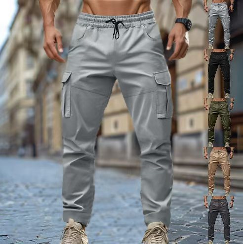 Men's cargo pants with elastic waistband and practical pockets Lisslune