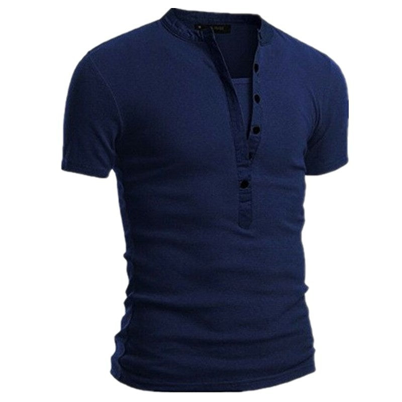 Men's Short Sleeve Shirt with Modern Buttons and Stitched Collar Lisslune