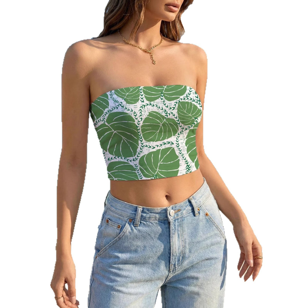 Women's bandeau top with tropical pattern Lisslune
