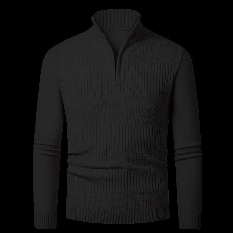 Men's knitted pullover with modern zipper and structured surface Lisslune