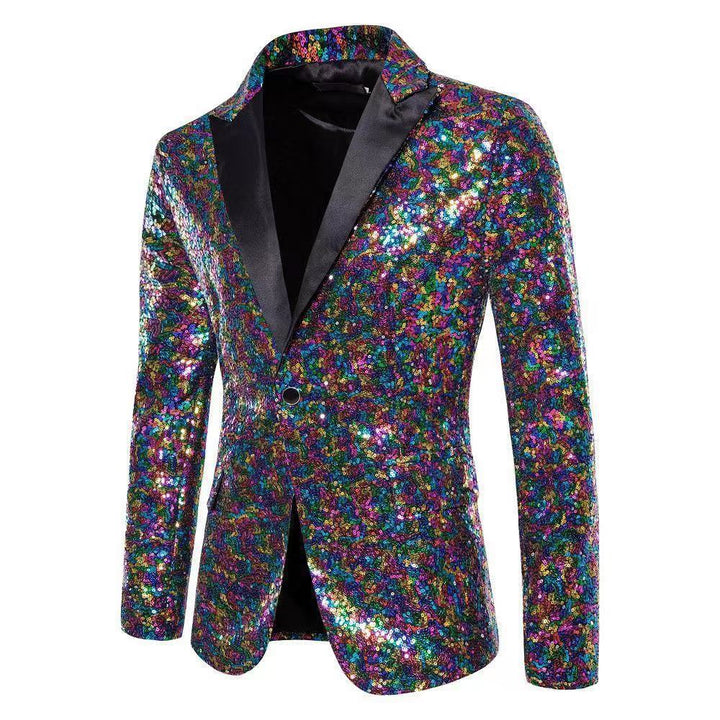 Men's elegant sequin blazer with exquisite decorative accents Lisslune