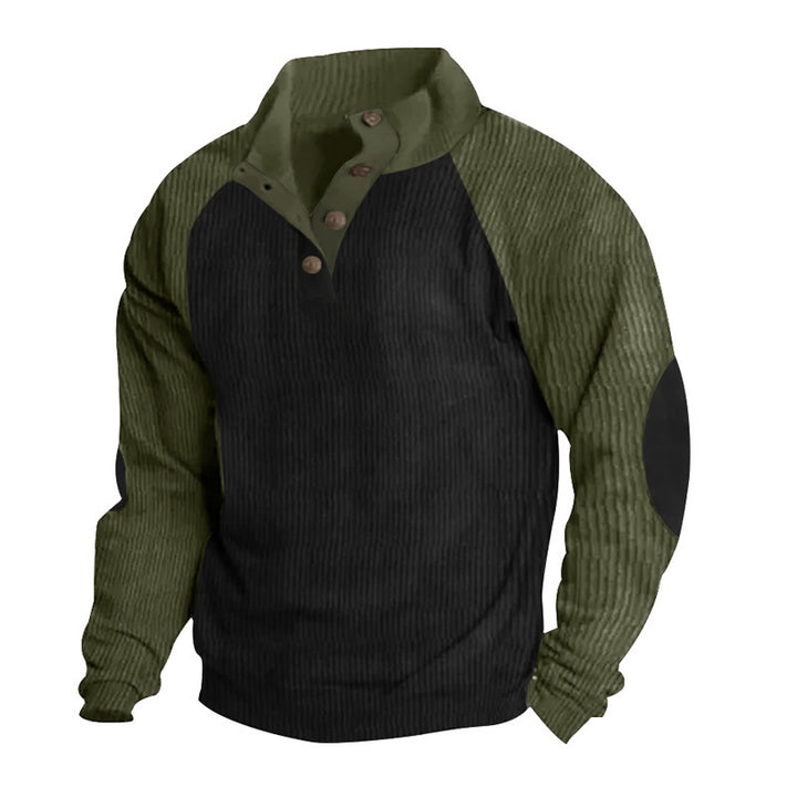 Men's structured pullover shirt with button placket and leather details Lisslune