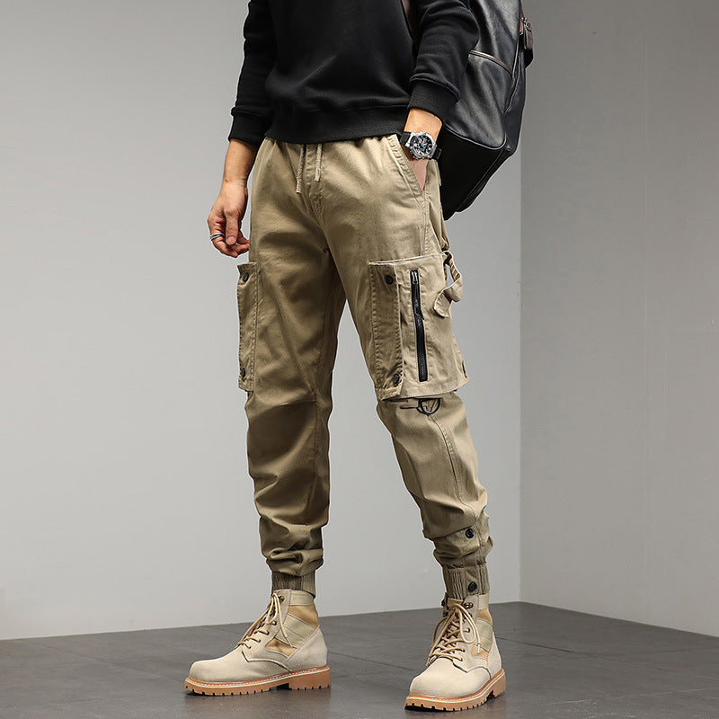 Men's cargo pants with stylish zip pockets and elastic waistband Lisslune
