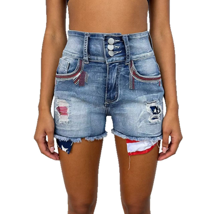 Women Denim Shorts in Vintage Style with Embroidered Details Lisslune