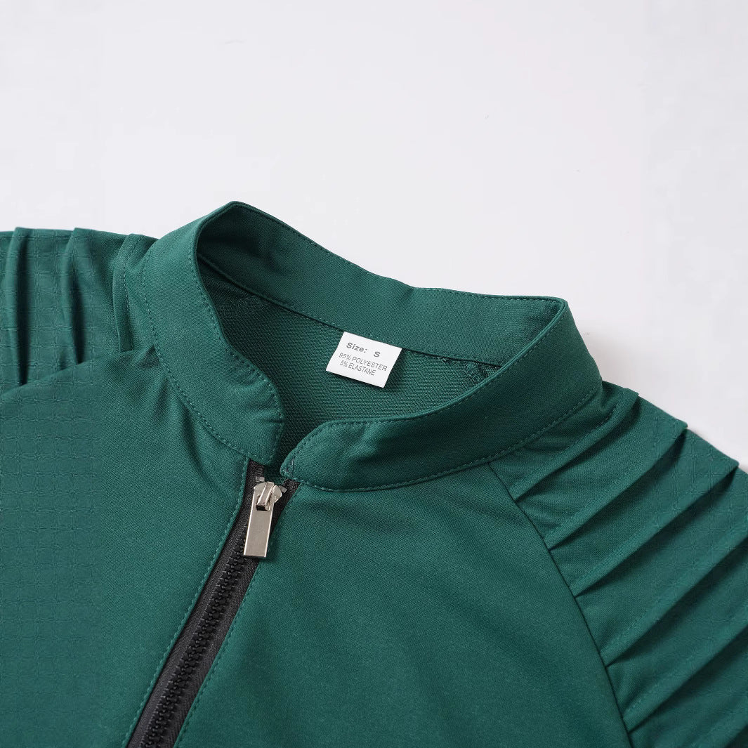 Men's long sleeve shirt with modern stand-up collar and zipper Lisslune