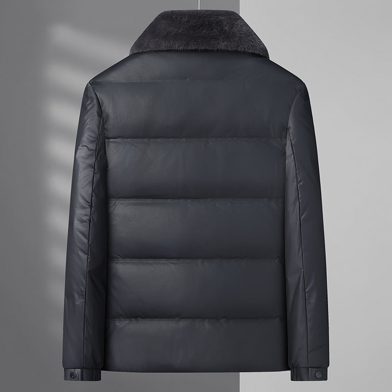 Men's Elegant Quilted Jacket with Velvety Collar Lisslune