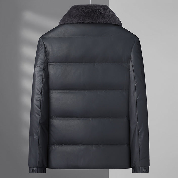 Men's Elegant Quilted Jacket with Velvety Collar Lisslune