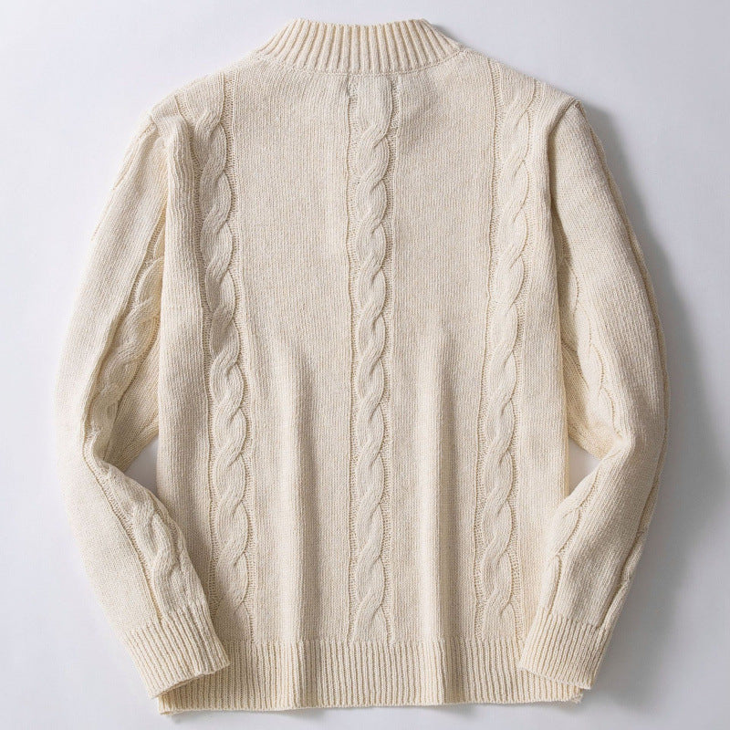 Men's knitted sweater with modern cable pattern and practical high neckline Lisslune