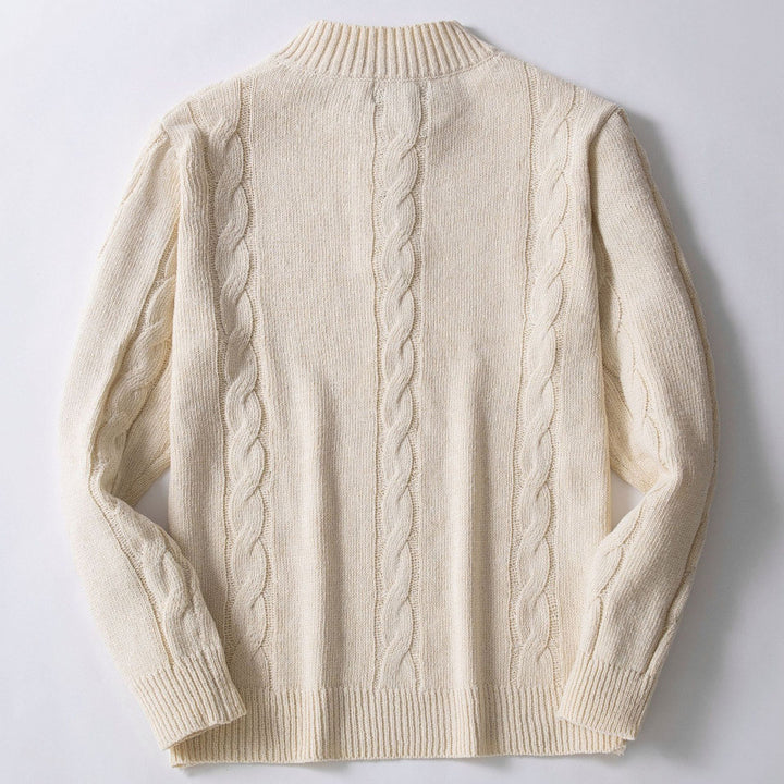 Men's knitted sweater with modern cable pattern and practical high neckline Lisslune