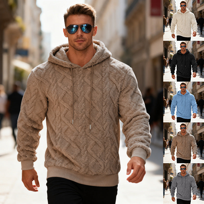 Men's cozy hoodie with textured fleece Lisslune