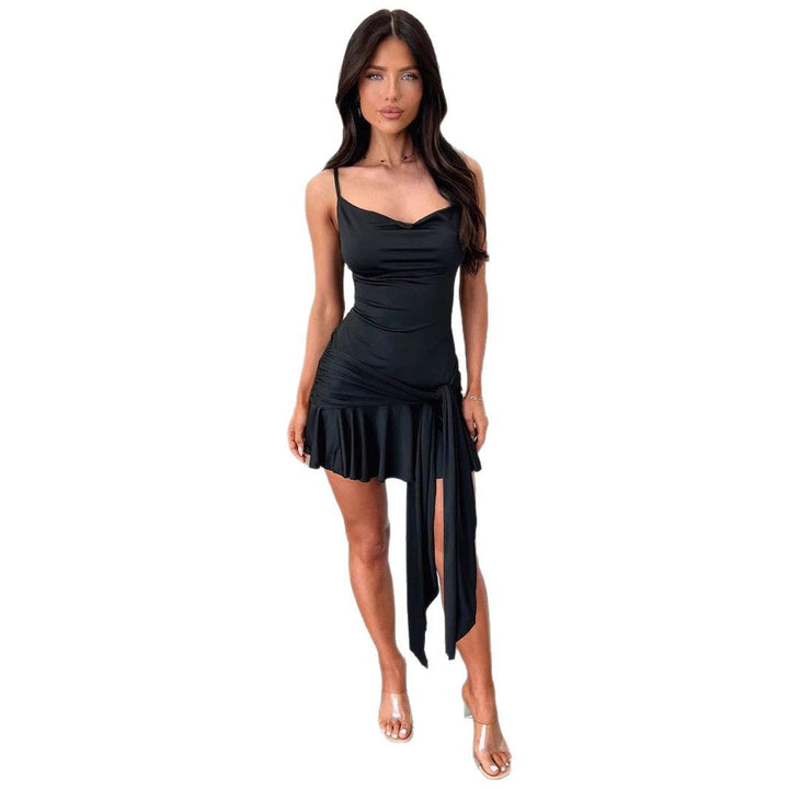 Damen Figurbetontes Wickelkleid mit schmaler Taille und asymmetrischem Saum Lisslune