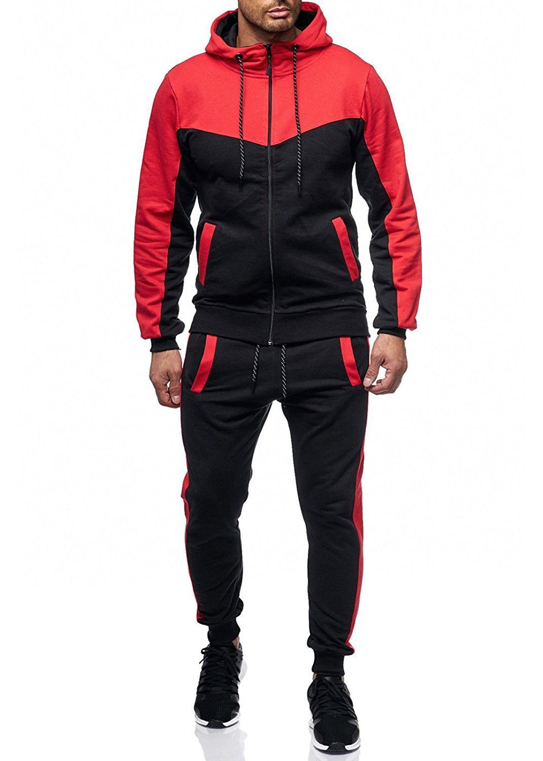 Men's Stylish Tracksuit Set with Contrasting Color Blocks Lisslune