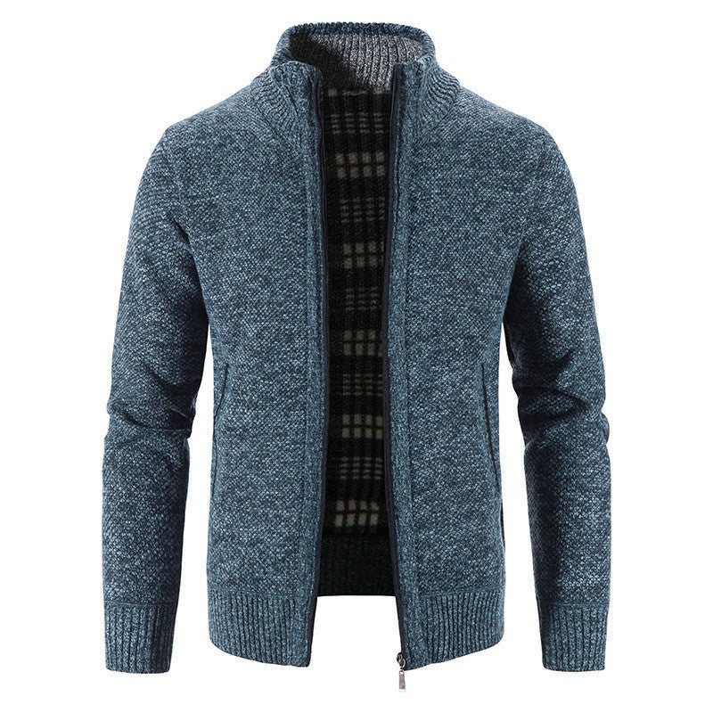 Men's Cardigan with High Collar and Luxurious Lining Lisslune