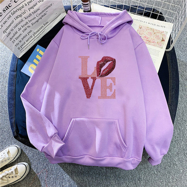 Women's hoodie with creative lip design Lisslune
