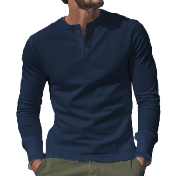 Men's Long Sleeve Shirt with Button Placket made of Comfortable Cotton Blend Lisslune