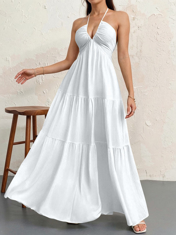Women’s maxi dress with deep V-neckline and airy silhouette Lisslune