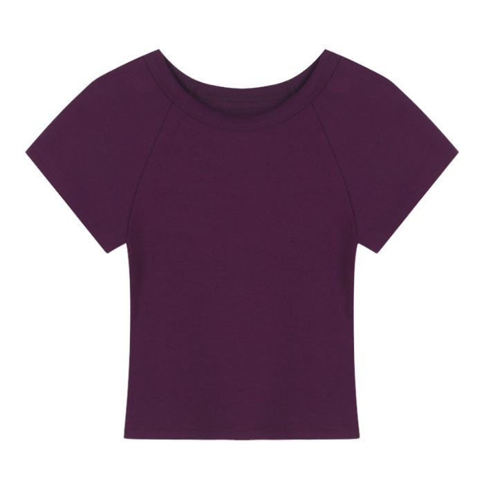 Ladies Cropped T-Shirt with fashionable round neck and casual design