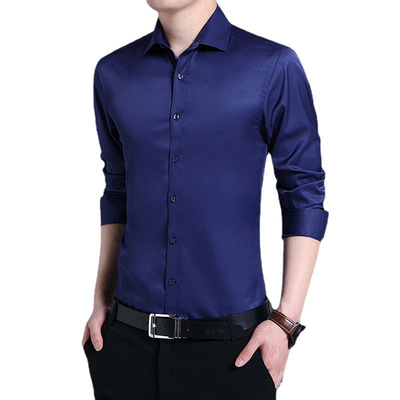 Men's elegant long-sleeved shirt with a shiny surface Lisslune