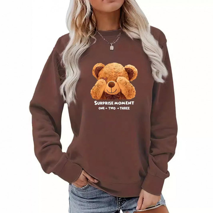 Women's leisure sweater with cute bear design Lisslune