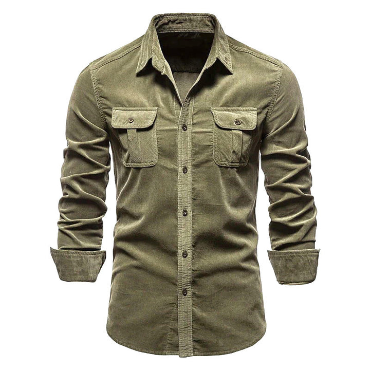 Men's long-sleeve shirt with practical chest pockets and fashionable slim-fit cut Lisslune