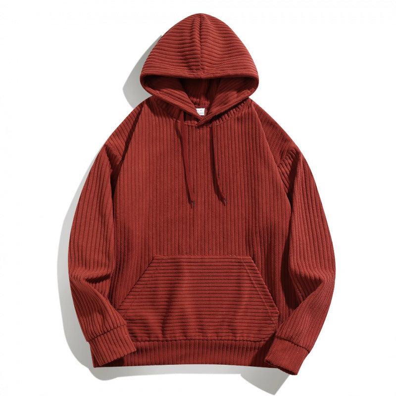 Men's casual hoodie with textured ribbed pattern and practical pockets Lisslune