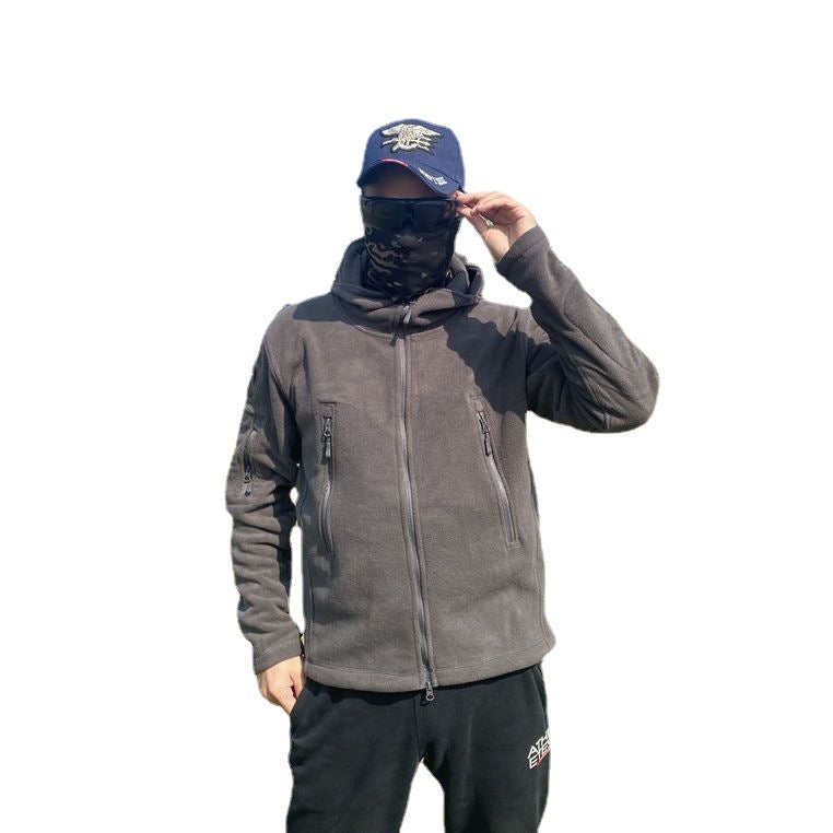 Men's fleece jacket with multifunctional zip pockets Lisslune