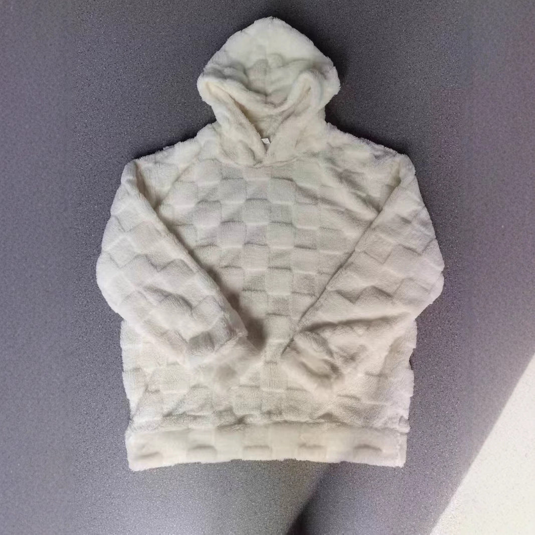 Men's cozy fleece hoodie with textured surface Lisslune