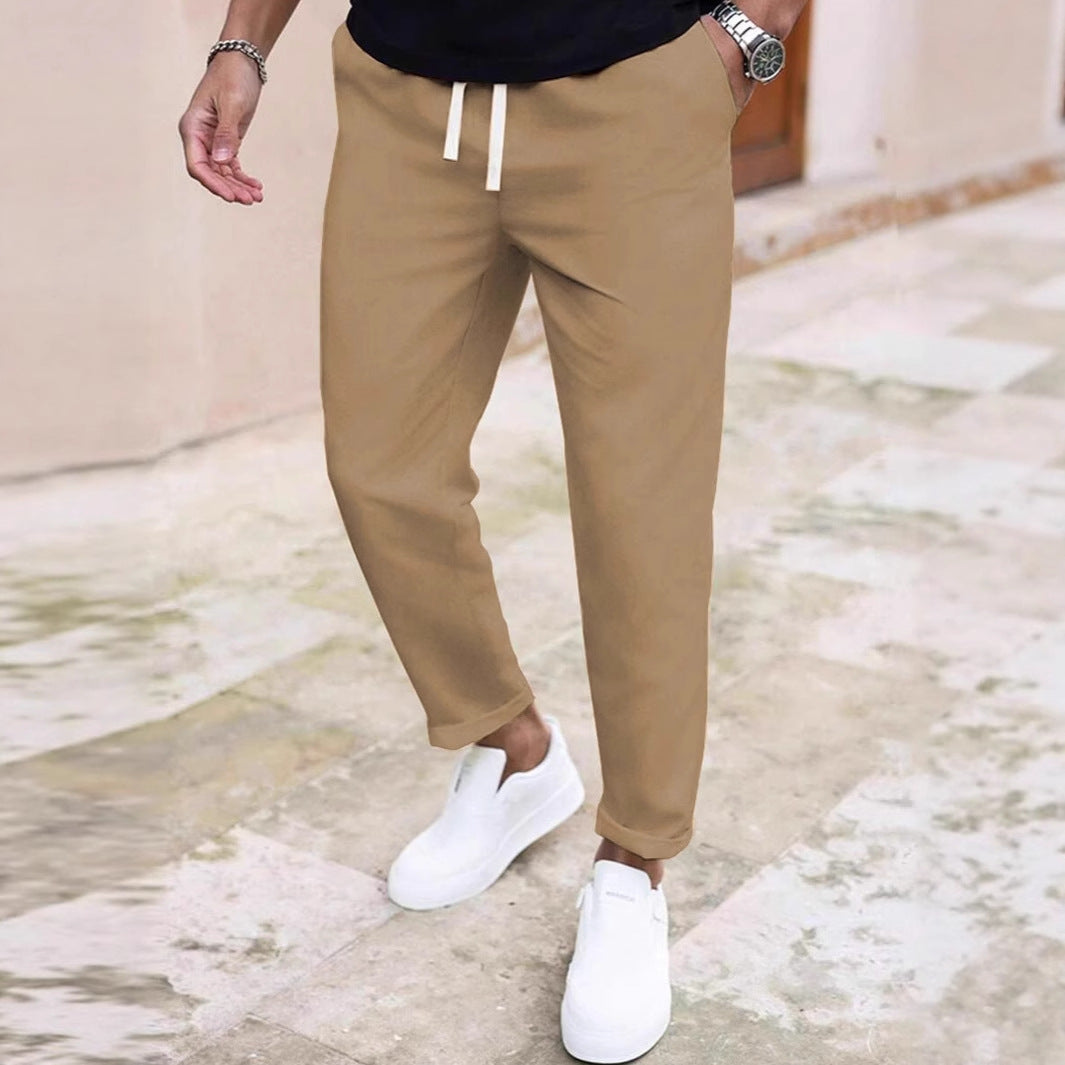 Men's Leisure Pants with Elastic Waistband and Practical Pockets Lisslune