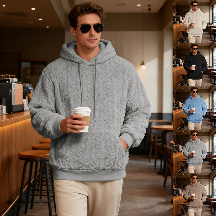 Men's Cozy Hoodie with Textured Fleece Lisslune