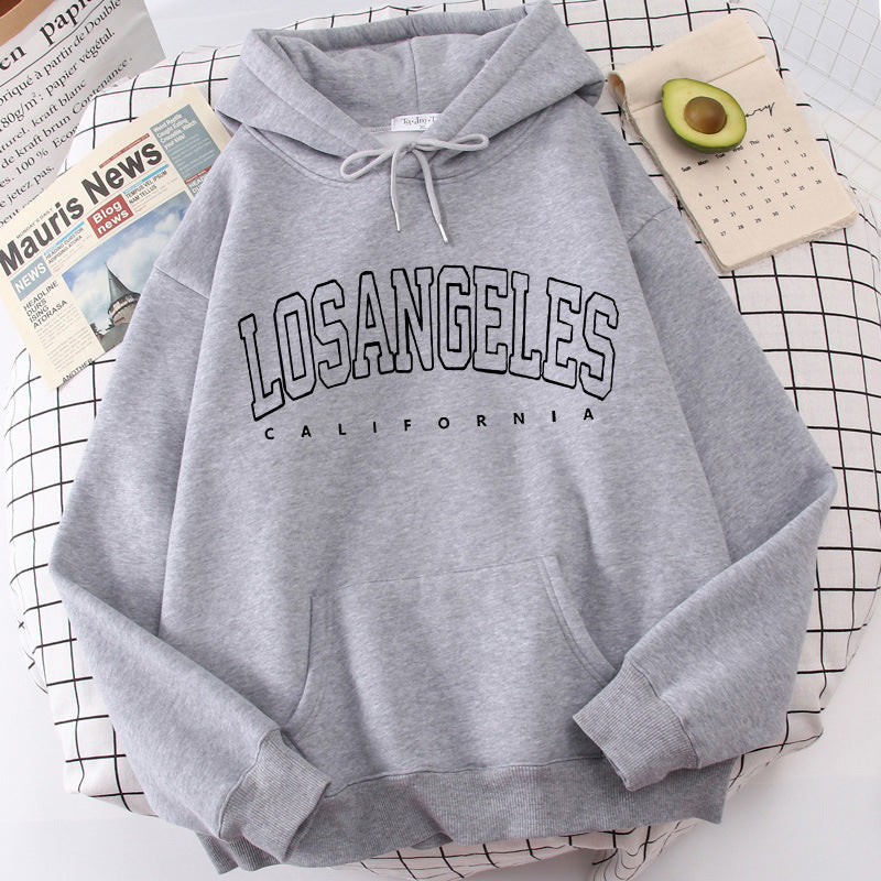 Women's hoodie with modern Los Angeles print and loose fit Lisslune