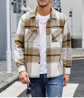 Men's casual checkered pattern shirt jacket Lisslune