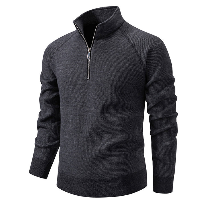 Men's turtleneck sweater with modern zipper and textured design Lisslune