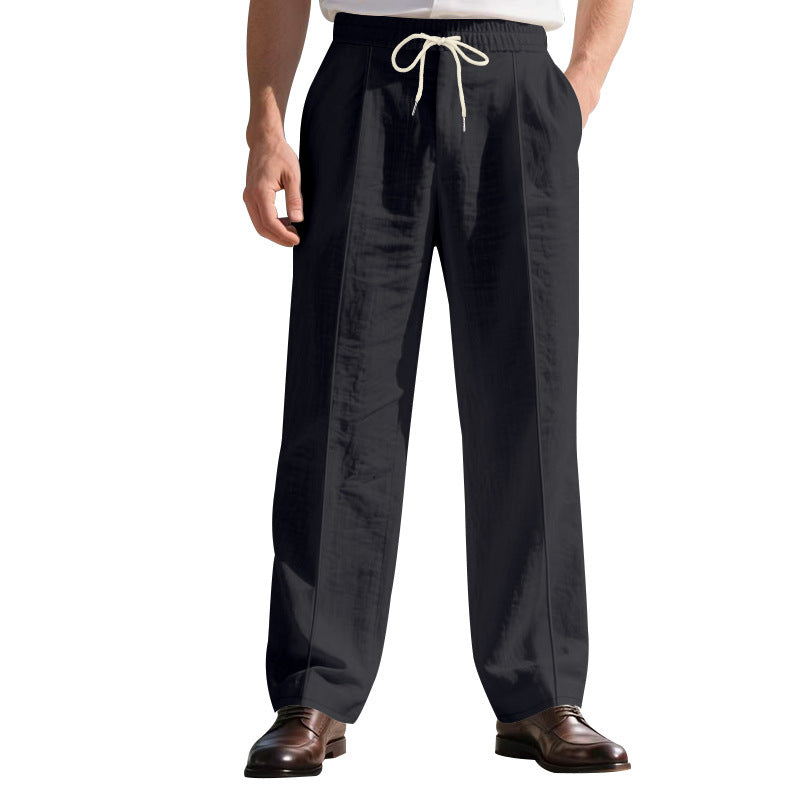 Men's Airy Leisure Pants with Adjustable Drawstring and Easy-Care Surface Lisslune