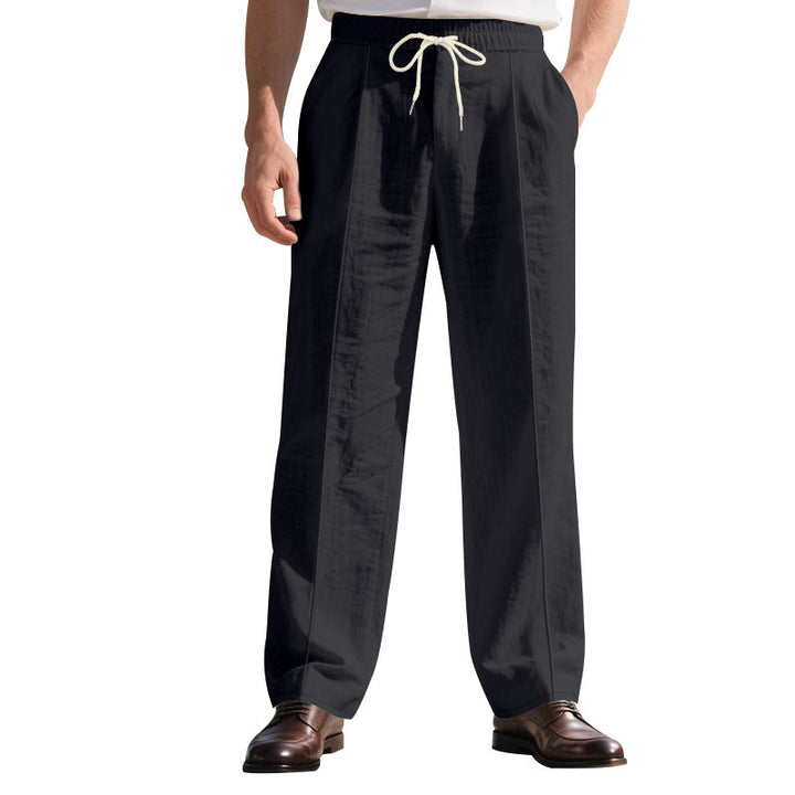 Men's Airy Leisure Pants with Adjustable Drawstring and Easy-Care Surface Lisslune