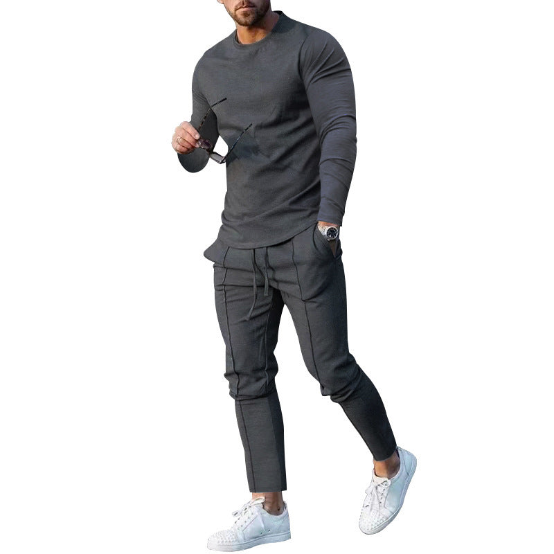 Men's sporty long-sleeve shirt with modern contrast seams and comfortable jogging pants Lisslune