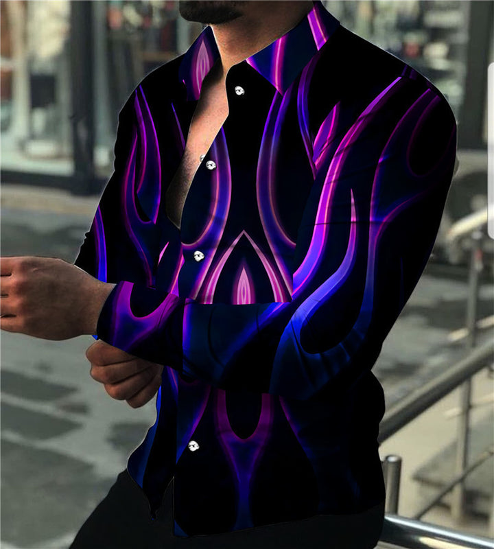 Men's long sleeve shirt with modern neon pattern and tailored fit Lisslune