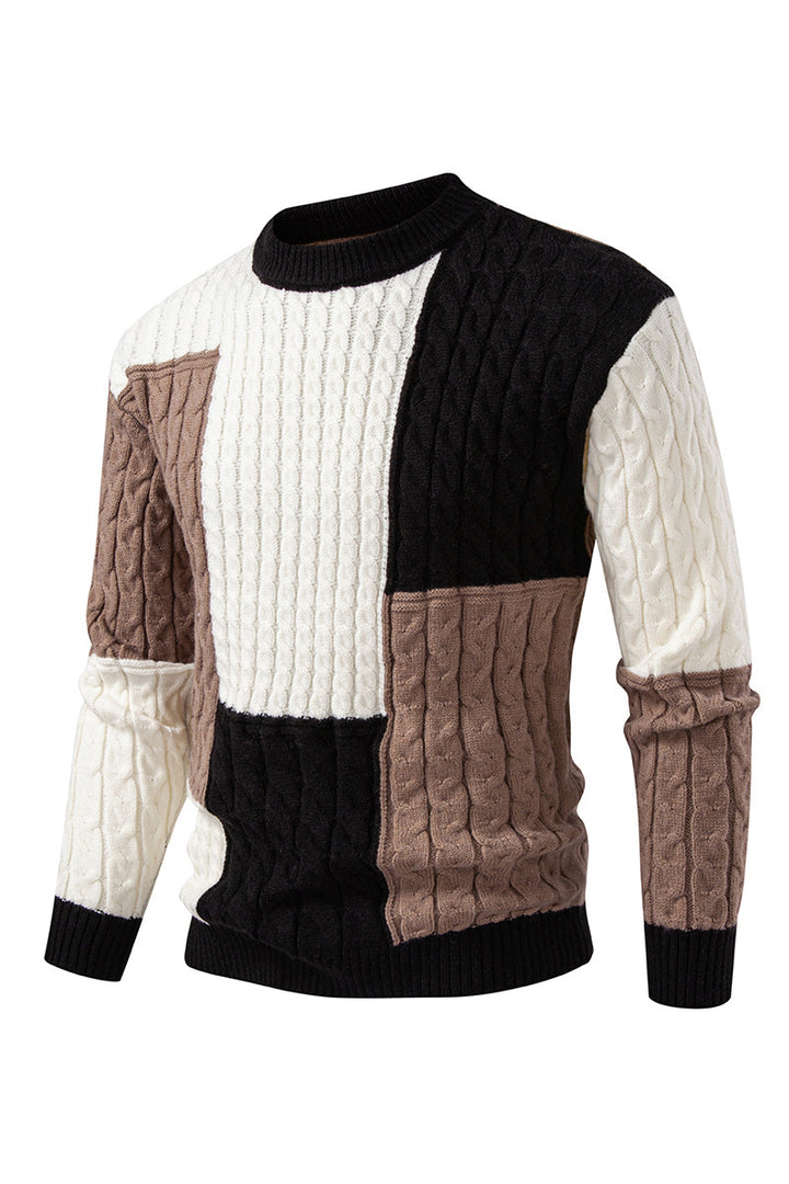 Men's stylish knitted sweater with creative color block look Lisslune