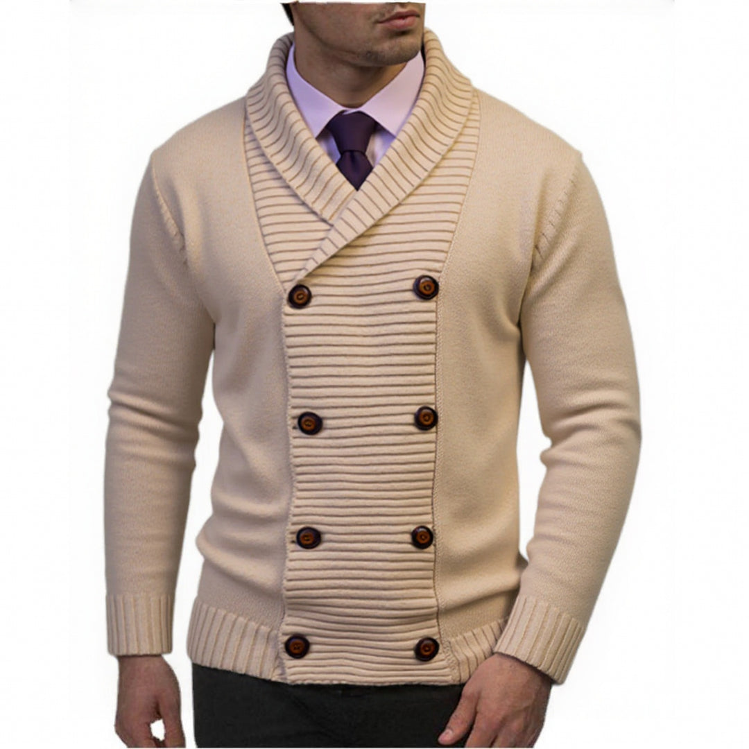 Men's stylish knitted sweater with double button closure and textured design Lisslune