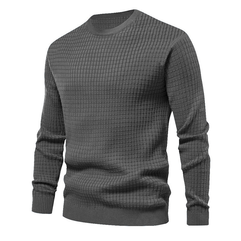 Men's high-quality knit sweater with textured design and classic round neck Lisslune