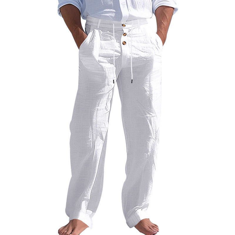 Men's elegant fabric trousers with adjustable drawstring and practical pockets Lisslune
