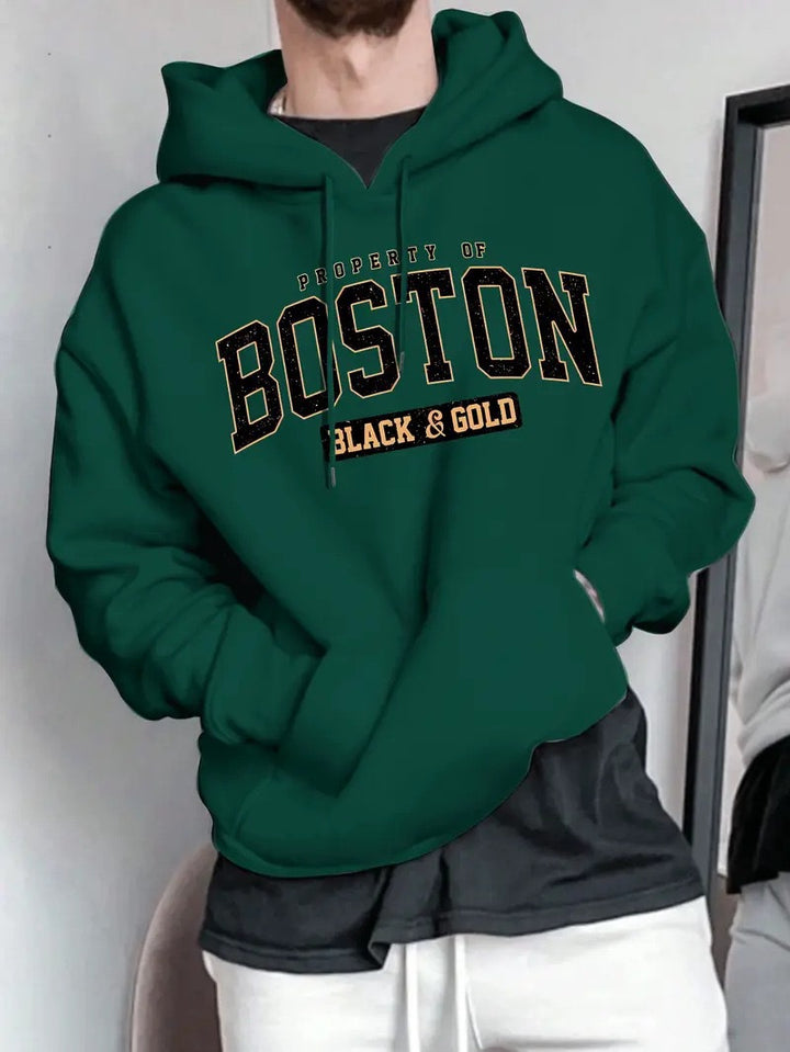 Men's hoodie with striking Boston print and soft interior Lisslune