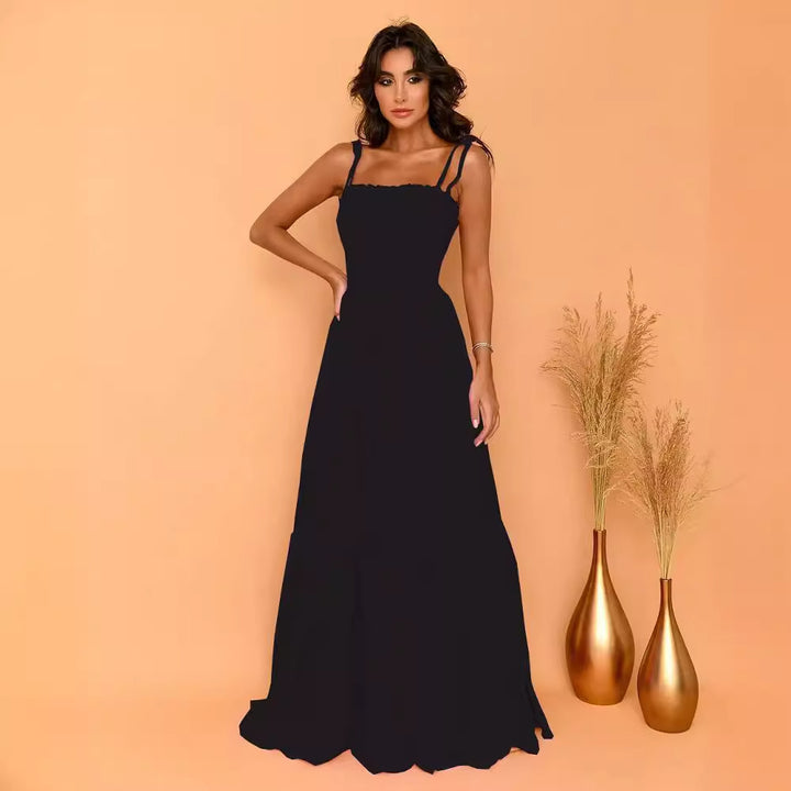 Women's airy maxi dress with spaghetti straps and ruffle details Lisslune