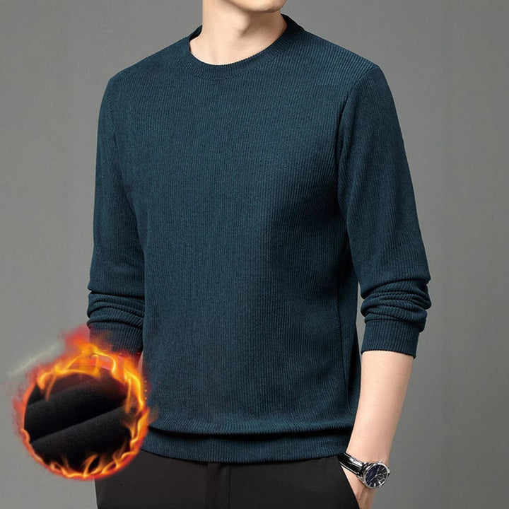 Men fine structured round neck sweater Lisslune